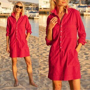 Frank & Eileen Southern Ireland Utility Dress Double Decker Red Linen Size XL